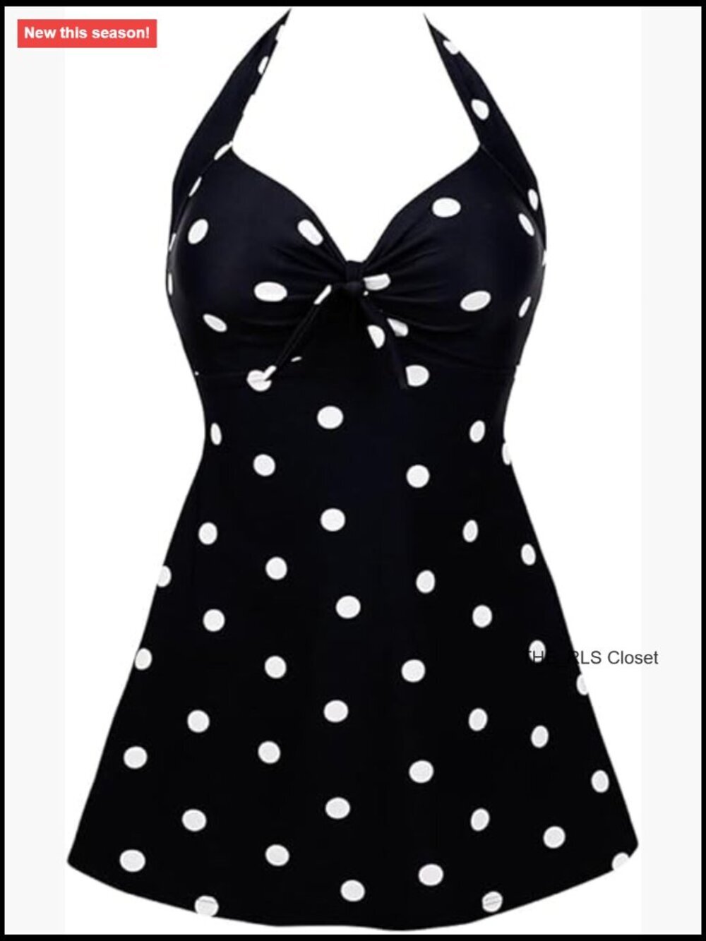 Vintage Swim Dress Tummy Control One Piece Skirted Swimsuit Retro Bathing Suit